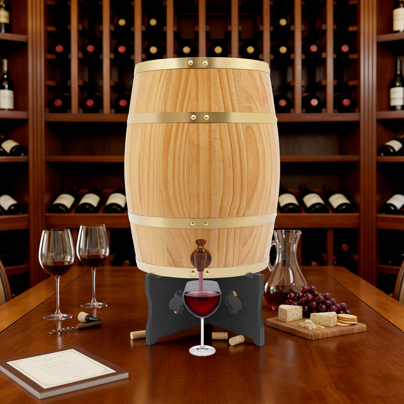 Wine Beer Store - 20L/5.28Gal Wood Color Wine Barrel, Wood