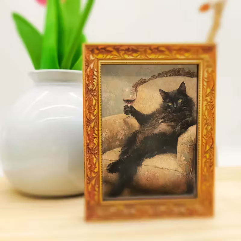 Wine Beer Cooler - Funny Black Cat Wine Fridge Magnet,