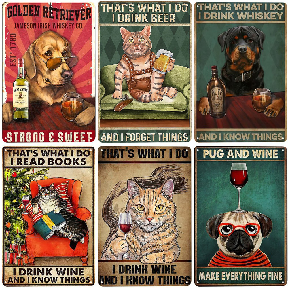 Cats and Wine Vintage Metal Si - Beer Wine Gin recensie en prijs